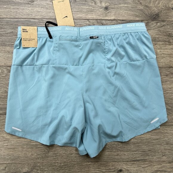 Nike Running Shorts Size XL Mens Dri Fit Stride 5" 2 in 1 Turquoise Teal $65 - Picture 5 of 12